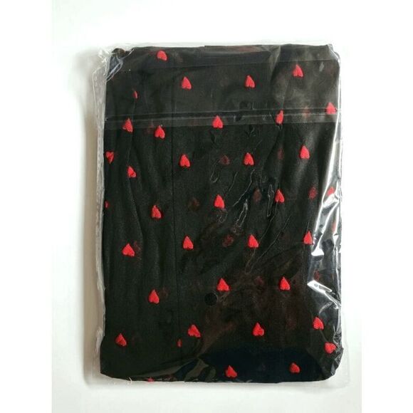 ❤ Love Heart Print Black Sheer Nylon Pantyhose Stocking Tights SIZE XS-M NEW - Picture 9 of 12